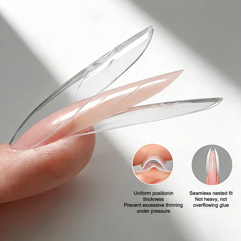 New Sandwich Dual Nail Forms 60pcs 15Size Quick Extensions-Dual Forms T-shaped Ellipse Manicure Forms Top Mold Bottom Mold 3D