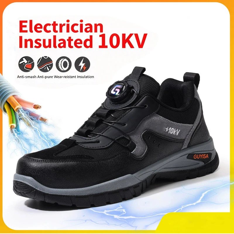 Insulated 10KV Electrical Shoes Men Boots Work Safety Shoes Anti-Smash Anti-Puncture Protection Shoes Composite Toe Work Boots