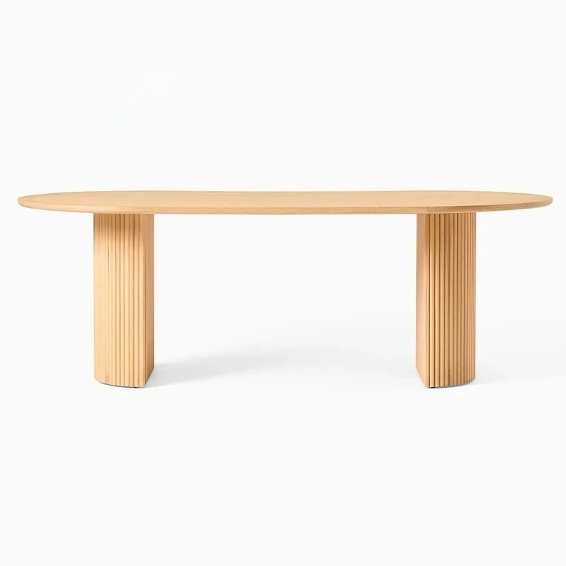 

Dining table wabi wind household table oval multi-person gathering modern simple dining table living room