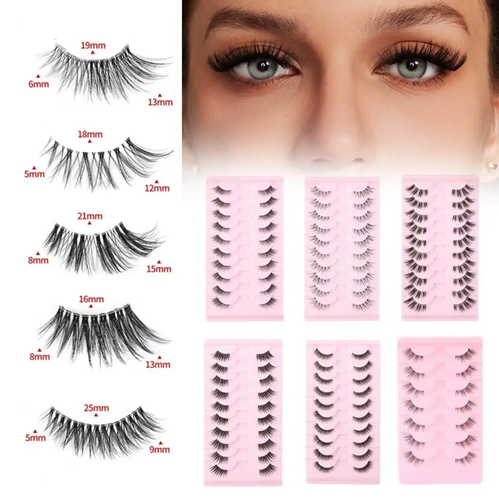 10 Pairs Natural Soft 3D Mink False Eyelashes Handmade Faux Eyelash Lashes Extension Fake Eye Make Up Cils Tools Beauty maq D5C1