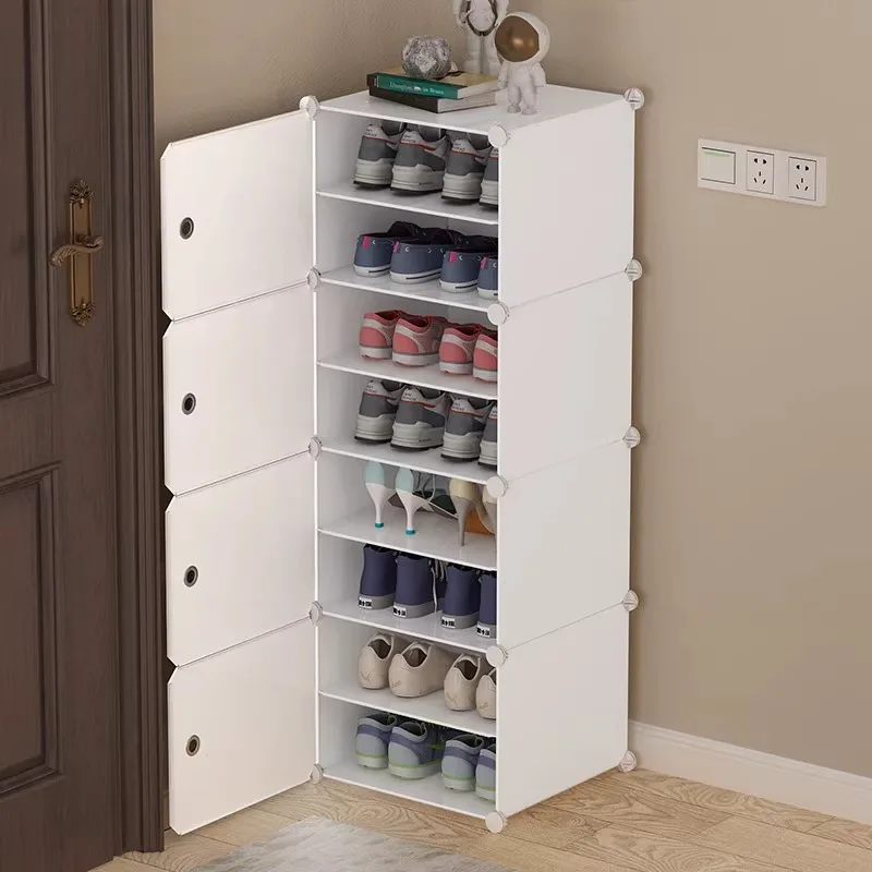 

Simple Door Shoe Cabinet Rental House Dustproof Combination Incoming Plastic Shoe Rack Small Bedroom Household Multi Layer