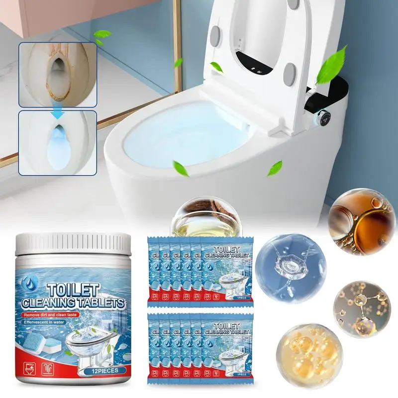 Toilet Bowl Cleaner Tablets Efficient 12 Pcs Toilet Bowl Tablets Safe Mild Toilet Bowl Cleaners Safe Blue Toilet Bowl Tablets