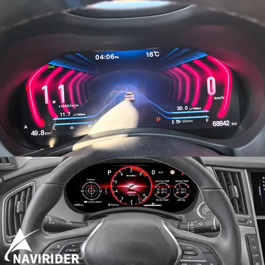 Virtual Cockpit Dashboard Smart Cluster Multiple Colorful For Infiniti Q50 Q50L Q60 2013-2024 Speedometer New Car LCD Instrument