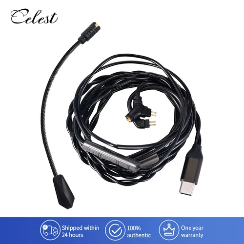 Celest Ruyi Pro tipo C micrófono de pluma desmontable Cable de auriculares con cable para llamadas de juegos IEMs auriculares de alta fidelidad regalos