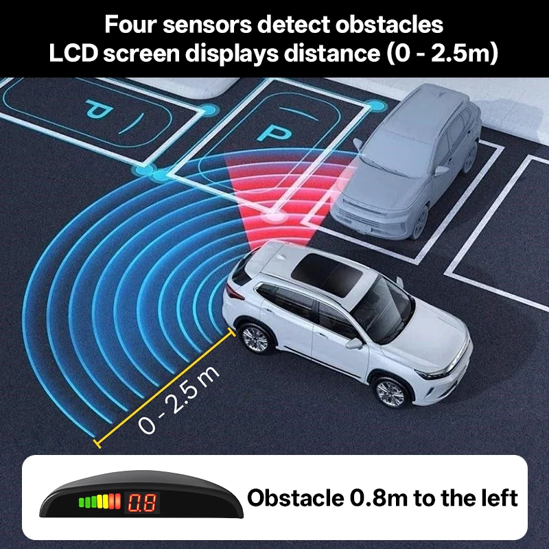 SINOVCLE LED نظام استشعار مواقف السيارات الخلفية باركترونيك رصد عرض النسخ الاحتياطي الجرس 4 أجهزة الاستشعار 22 مللي متر 12 فولت