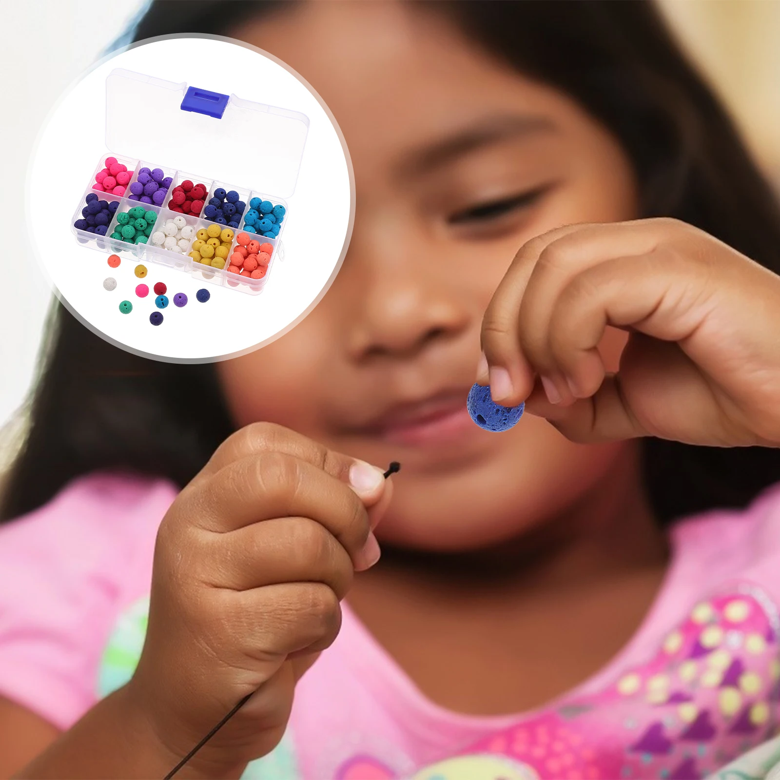 200 szt. Koraliki z kamienia wulkanicznego, kolorowe, z dużym otworem, wysokiej jakości, do wyrobu biżuterii, bransoletek, rękodzieła DIY, wielokolorowe zawieszki.