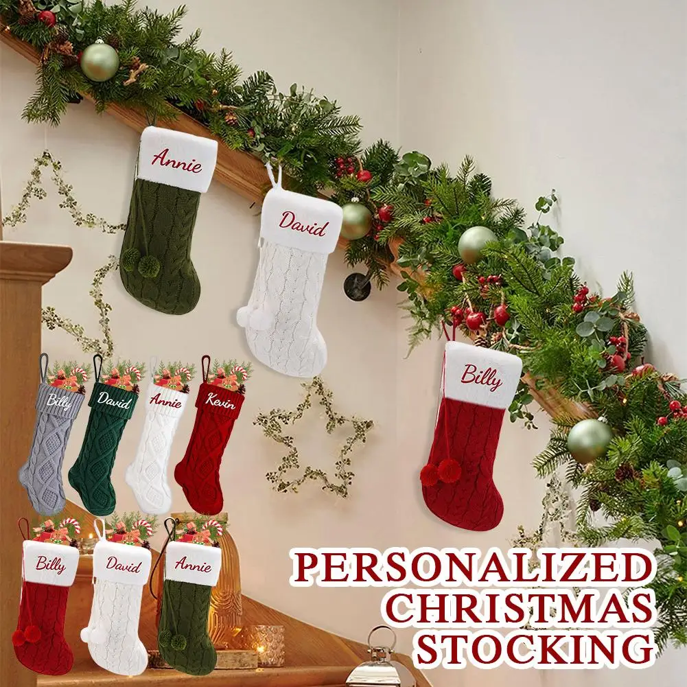 1pc 18” Custom Name Family Christmas Stocking Personalized Monogram Stocking Gifts Stockings Stocking Christmas Christmas D3W8