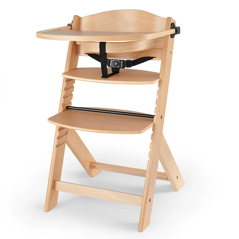 

Wooden Children's Baby Dining Chair Adjustable Height Portable Detachable Tray Solid Wood Baby Chair