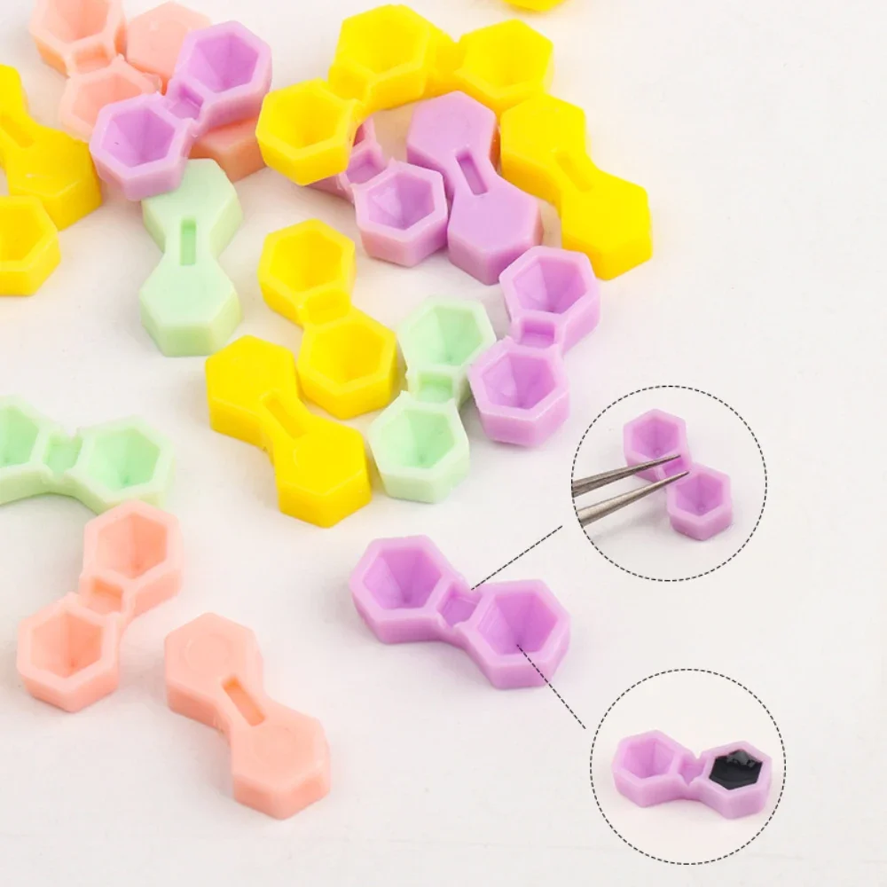 Copos de cola para extensão de cílios, 200 peças, com 2 furos, pigmento de tinta de tatuagem, recipiente, enxertia de cílios, ferramentas auxiliares de maquiagem