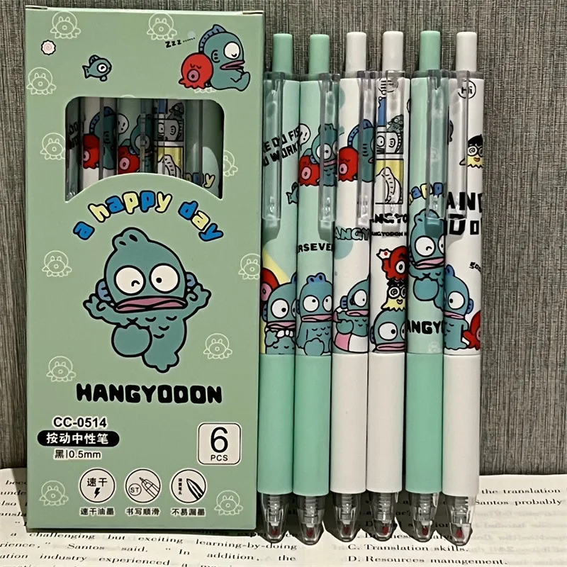 6pcs Cute Clown Fish Gel Pen Black Ink Quick-Drying Writes Smoothly Cute Pens Office Accessories Elegant Pens Back To School