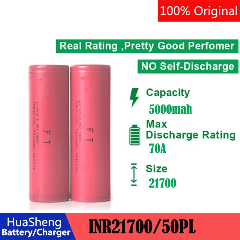 

Новый аккумулятор Cell INR 21700, 50PL, 5000 мАч, ток разряда, 3,7 В, литий-ионный аккумулятор