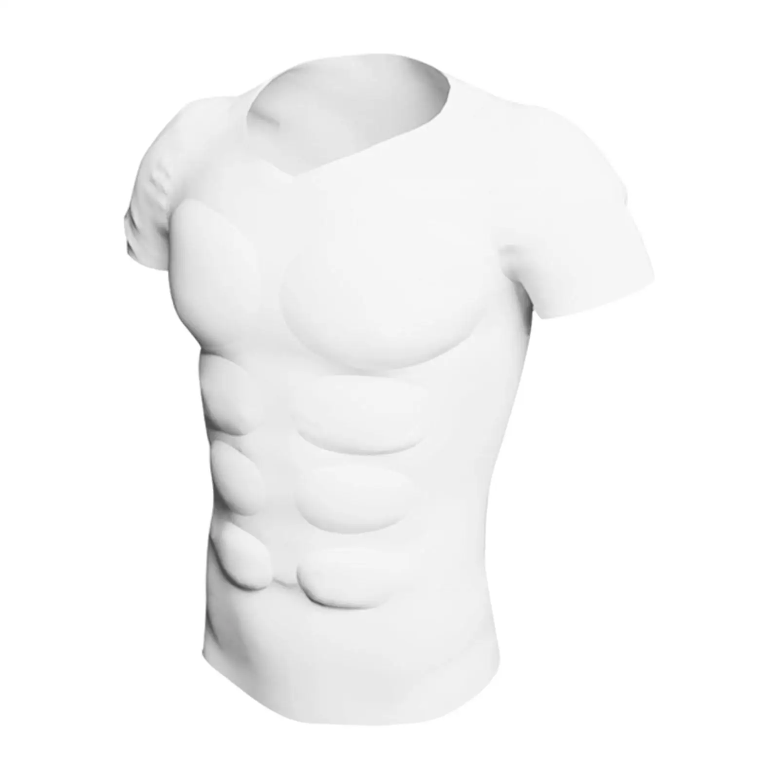 

White Enhanced Muscle Look Costume Fake Chest Shirt For Men At Halloween Party Fun Padded Muscle Shirt Adults Fake Chest