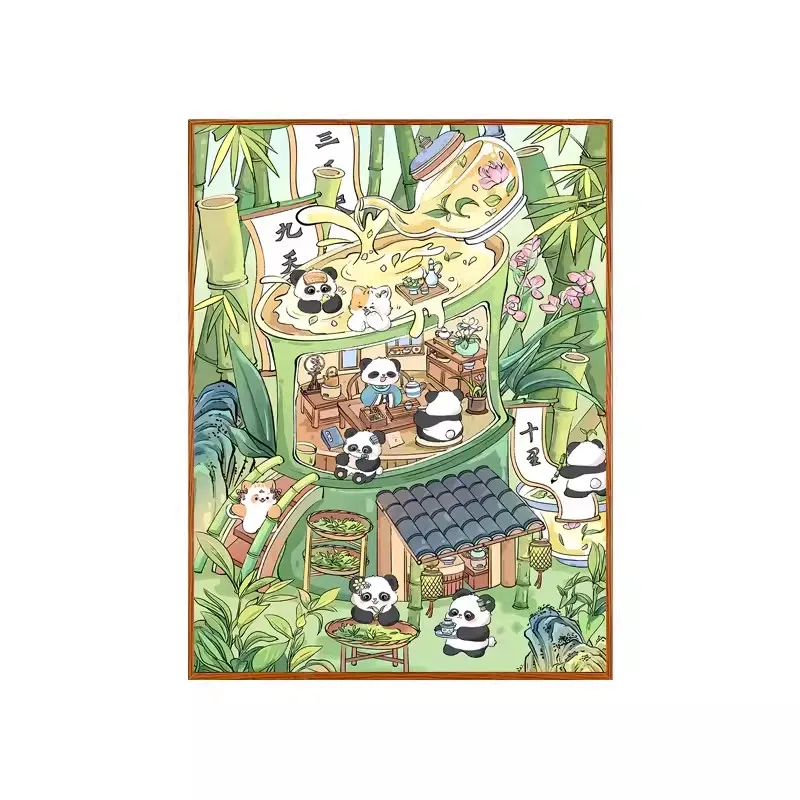 11CT 9CT Pandas Embroidery DIY Chinese Style Printed Kits Cross Stitch Thread Needlework Sets Home Decor Crafts