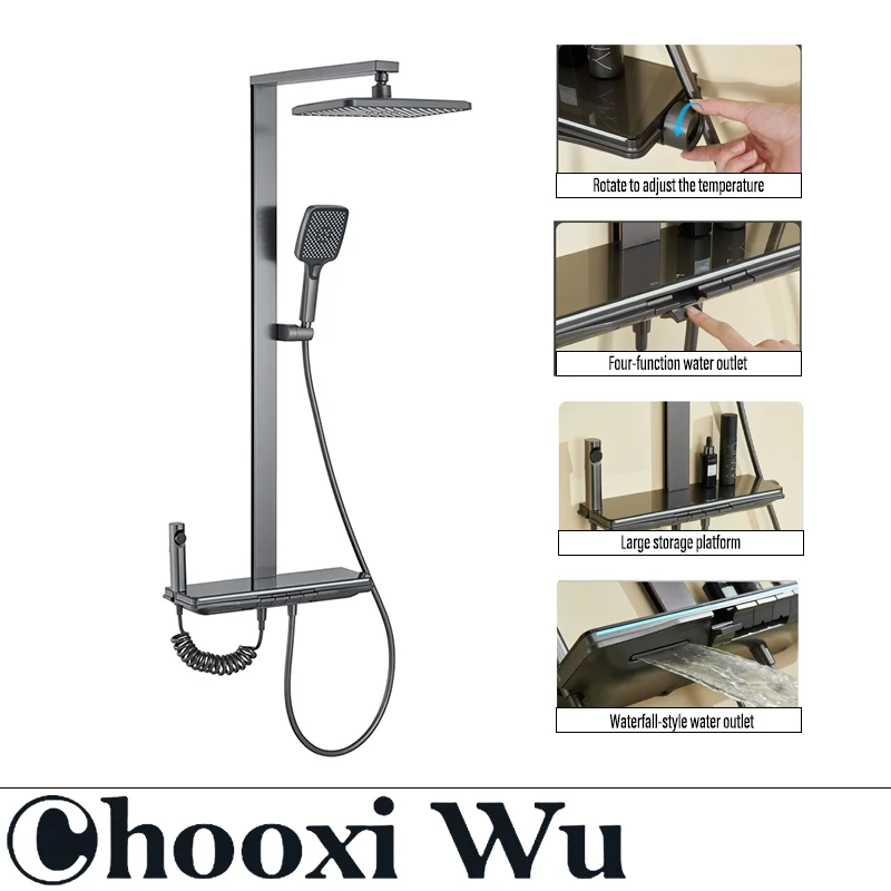 CHOOXIWU-Smart digital bathroom shower faucet set Temperature display showerhead bathroom shower set