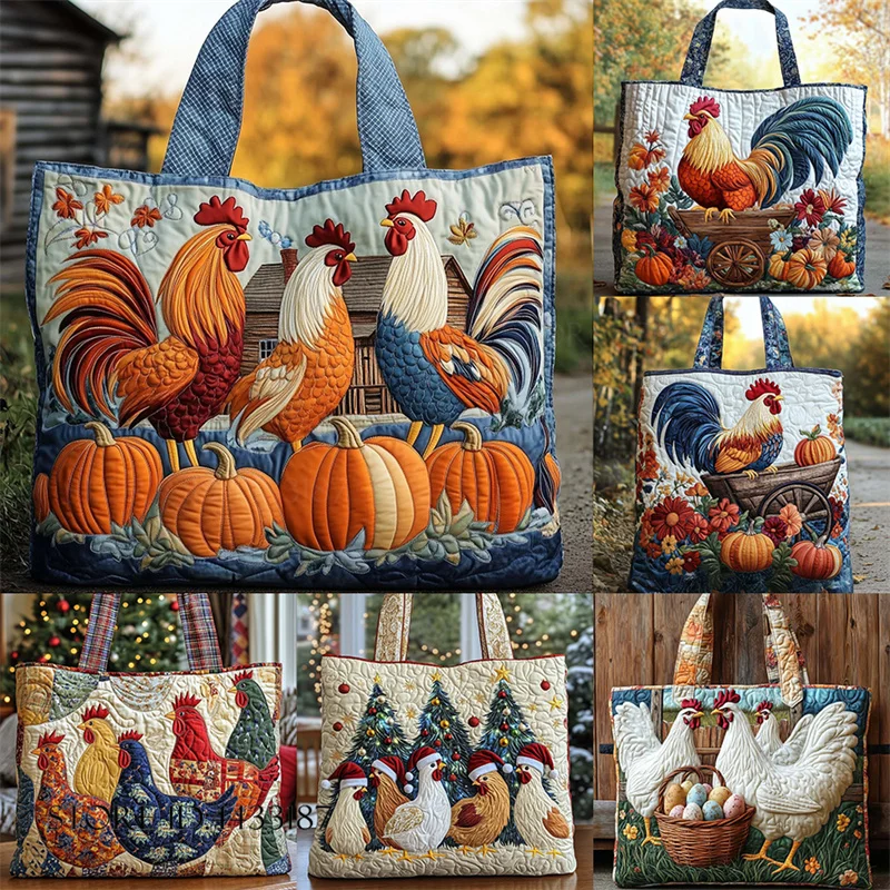 

Novelty Women's Handbag Tote Bag 3D Printed Cartoon Rooster Fashion Shoulder Bag Shopping Bag Large Capacity Travel Sport Bags