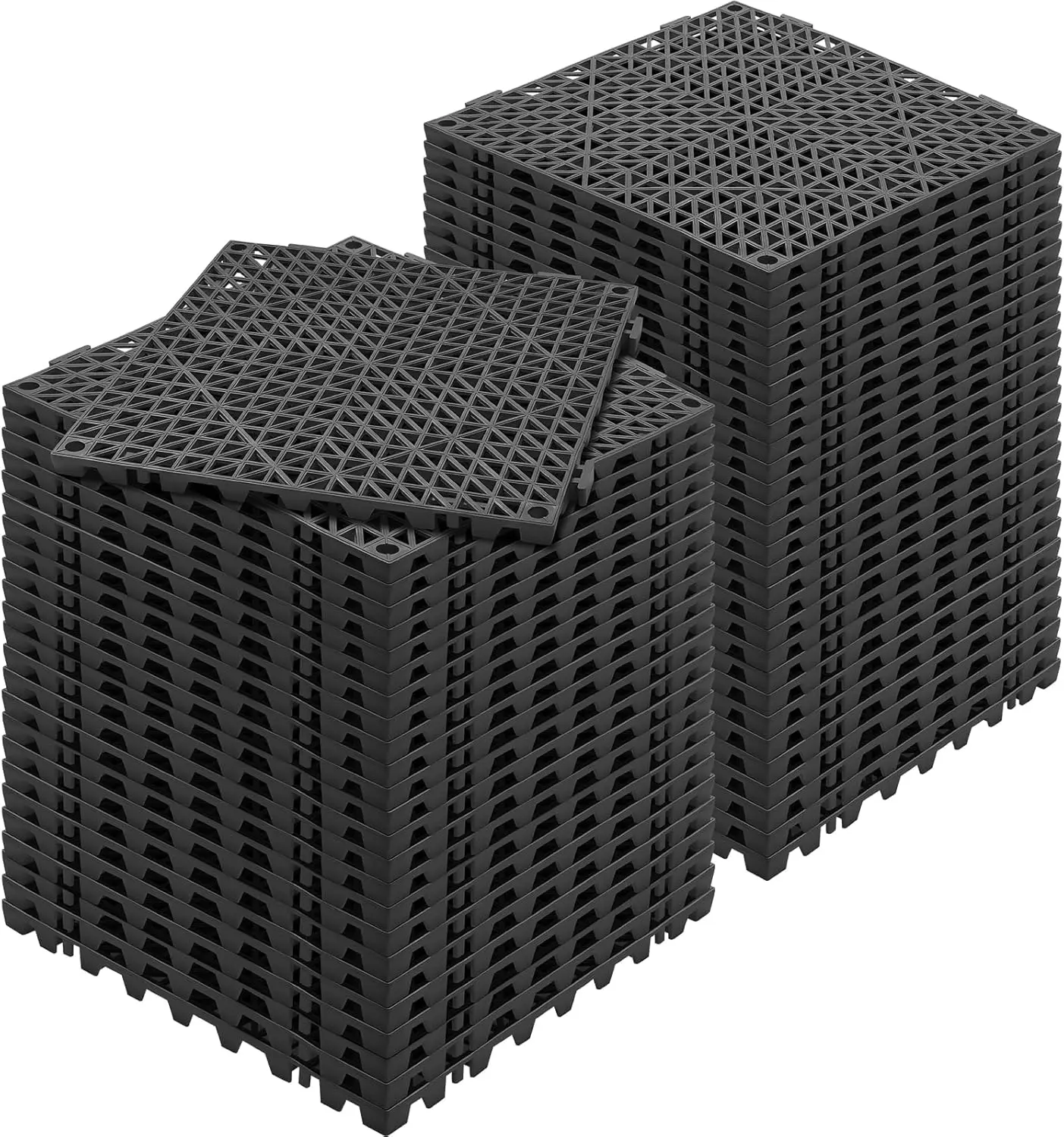 

Interlocking Tile 55PCS Black, Drainage Tiles 12" x 12" Splicing, Soft PVC Interlocking Drainage Floor Tiles, Non-Slip