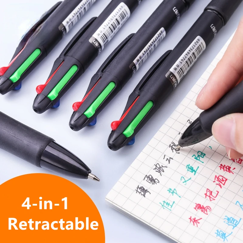 Multicolor Pens 4-in-1 Retractable Ballpoint Pens 4 Vivid Colors Ball Pen Best for Smooth Writing