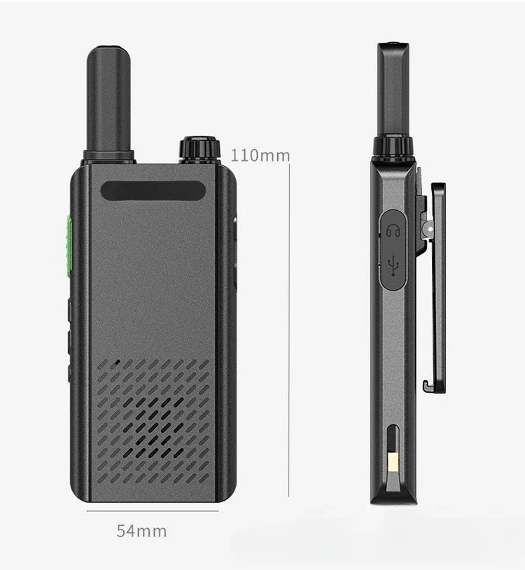2 PCS 15mm Ultra-thin Mini Walkie Talkie Type C Charging Long Range Communication Set Two Way Radios
