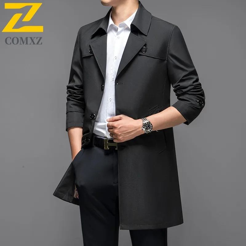 

Men Casual MidLength Jacket Autumn Winter Korean Style Windbreaker Business Slim Fit Warm Breathable Layered Daily Oytdoor Coat
