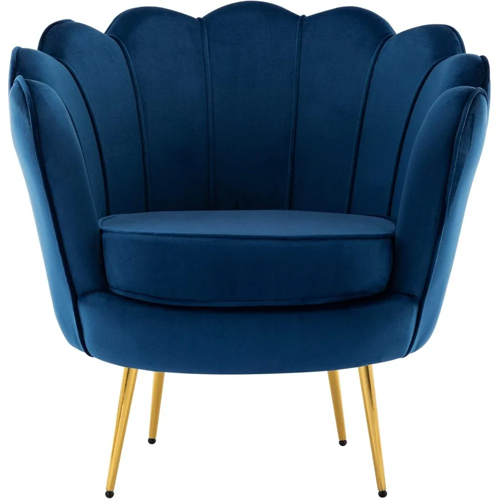 

Mid Century Modern Upholstered Accent Chair,Retro Leisure Velvet Single Sofa with Golden Metal Legs for Living Room/Bed