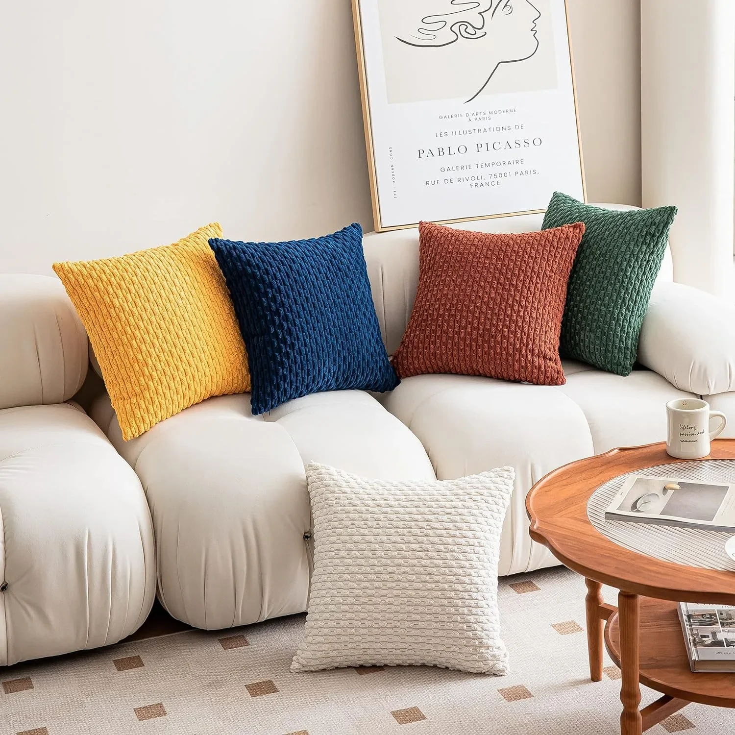 Yellow Textile Pillow Covers Decorative 18x18Inch 45x45CM Striped Corduroy Plush Velvet Pillowcases Boho Cushion Cover for Couch