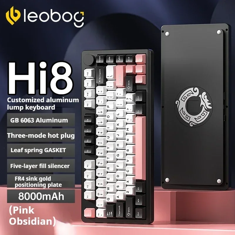 LEOBOG Hi8 aluminum mechanical keyboard wireless Bluetooth Tri Mode gasket structure metal knob hot-swappable gaming keyboard