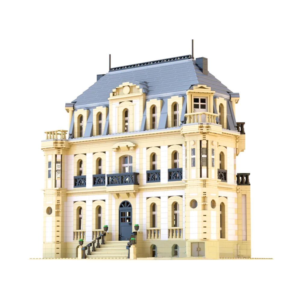 MOC Château Saint-Jean Model Building Blocks Car Venue Premium Apartment City House Architecture Brick Toy Gift