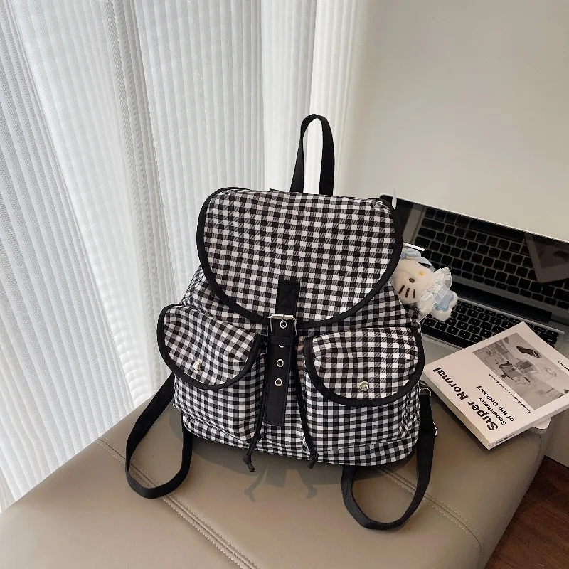 

For Shopping Travel Daily Commute 1PC Women Backpack Stylish Plaid Design Lightweight Large Capacity Adjustable Straps
