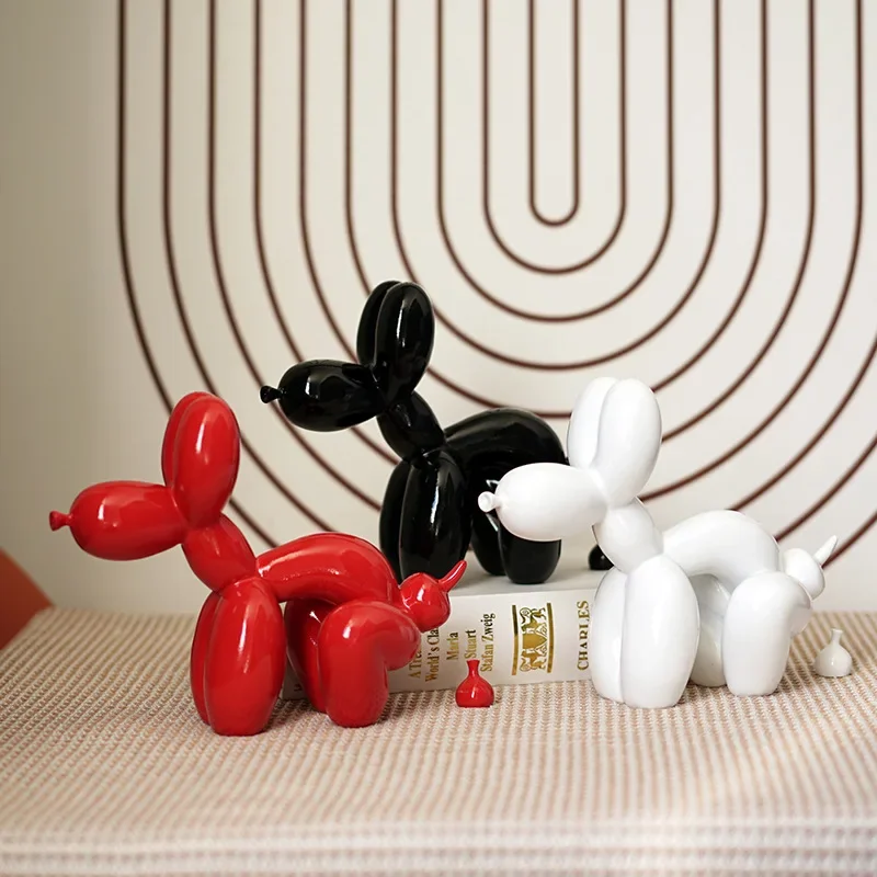 Modern Resin Cartoon Balloon Dog Figurine Creative Home Decor Cute Sculpture for Living Room Entrance Hallway Tabletop Art Ornam