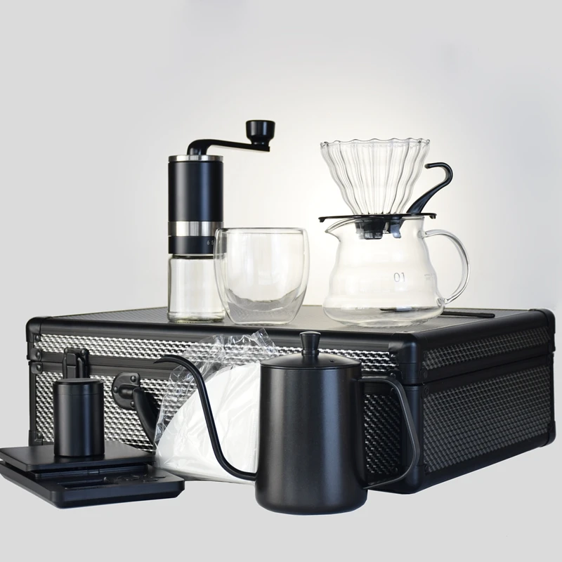 

Hot Selling Pour Over Coffee Maker Set for Outdoor Travel Coffee Maker Suitcase Barista Tool