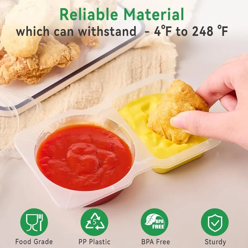 20 قطعة من حاويات الوجبات الخفيفة القابلة لإعادة الاستخدام مع أغطية للتحكم في جزء الوجبات الخفيفة حاويات الوجبات الخفيفة ذات المقصورة المزدوجة