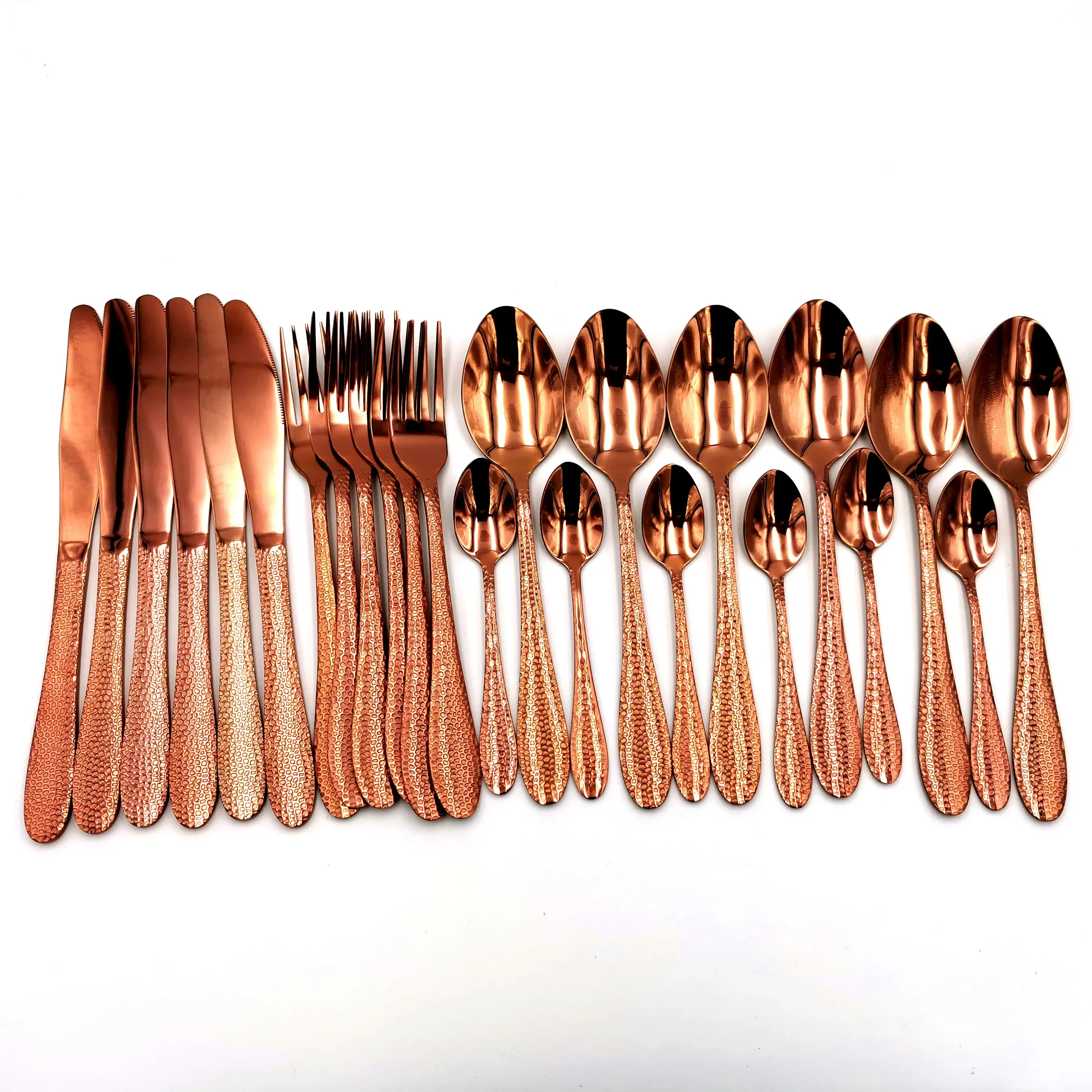 Rose GoldTableware Cutlery Set Matt Non-slip 24pcs Fork Spoon Knife Set 18/10 Stainless Steel Dinnerware Set Holiday Gift Box