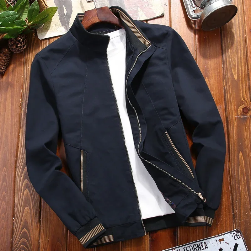 Mens Jackets Spring Autumn Casual Coats Solid Color Business Sportswear Stand Collar Slim Jackets Male Cargo Jackets M-3XL