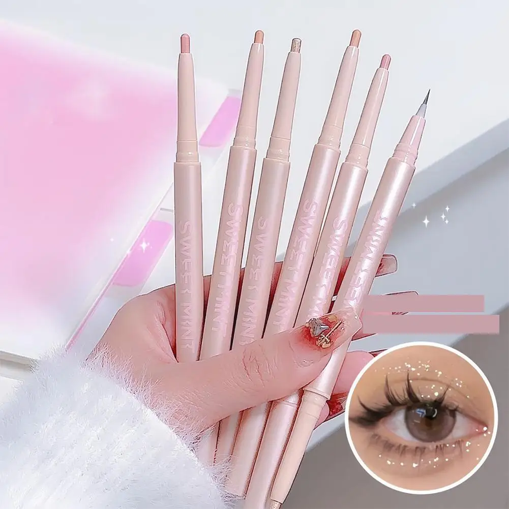 Double Ended Lying Silkworm Pencil Highlighter Makeup Under & Eye Highlighter Makeup Tip Soft Slim Pen Stick Enlarge Eyes C8k7