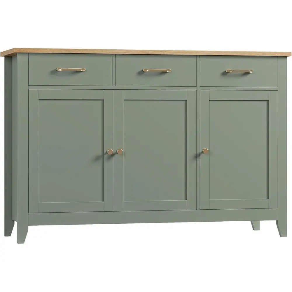 

47 Kitchen Buffet Cabinet with Storage, Adjustable Shelves, Light Green for Dining and Entryway