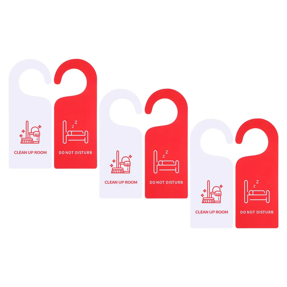 

6pcs Double Sided Pvc Door Hotel Clean Not Disturb Hanger Signs Bedroom Office Privacy Signage Door Knob