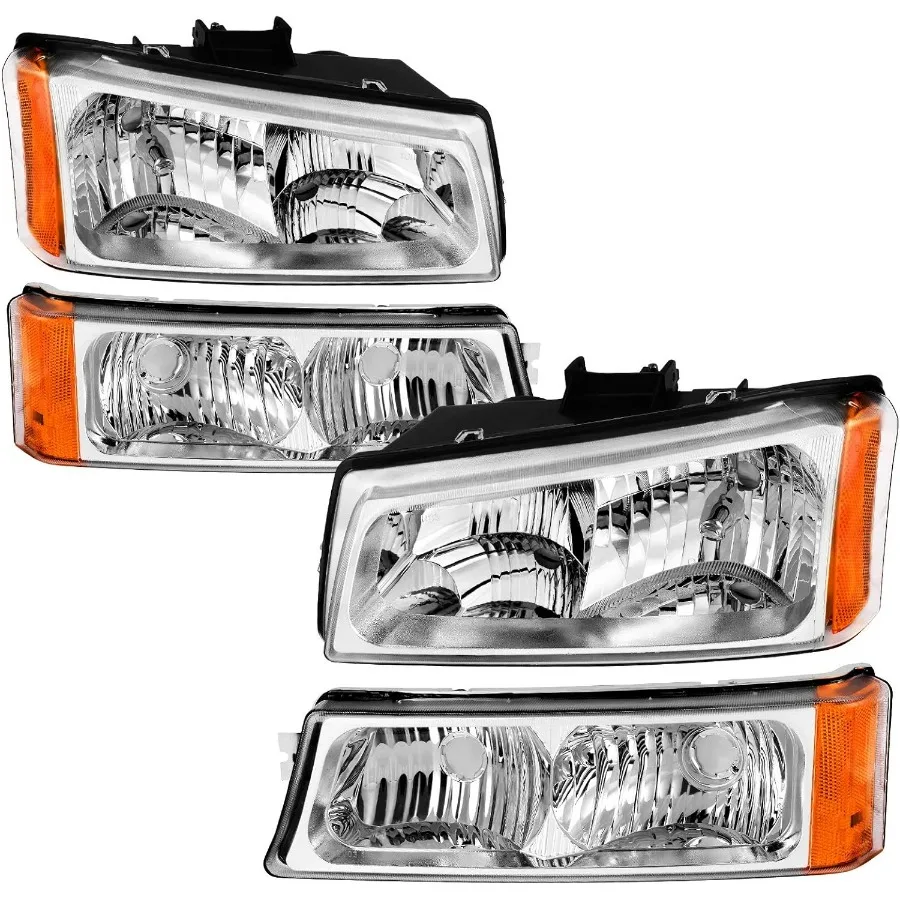 

Headlight Assembly Compatible with 2003-2006 Chevy Silverado 1500 2500 3500 1500 HD 2500 HD Avalanche 1500 2500/07 Chevy Classic