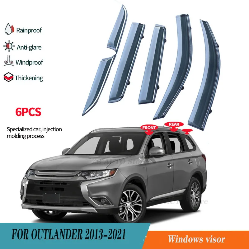 

For Outlander 2013-2021 6Pcs Window visors Rain water prevention; Covering the sunlight; Anti fog; Snow prevention