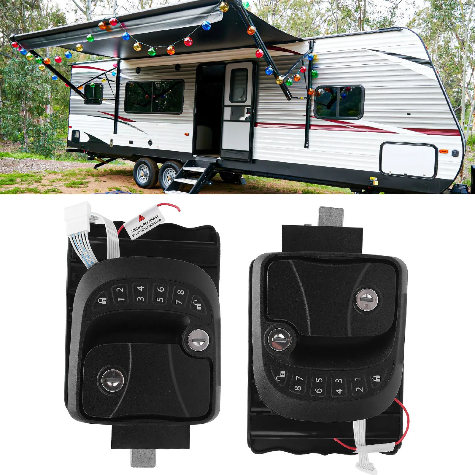 

RV Door Lock Latch Keyless Entry Remote Control Keypad Zinc Alloy Trailer Door Latch for Trailers Motorhomes