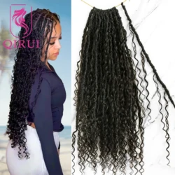 Human Hair Goddess Boho Locs Crochet Hair Pre Looped Crochet Boho Dreadlocks Human Hair Curly Ends Braiding Hair Extensions