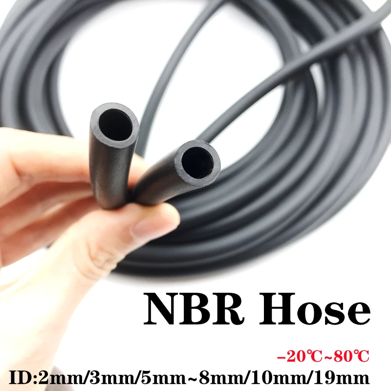 1M I.D 2~19mm Black Nbr Rubber Tube Flexible Aquarium Air Pump Soft Rubber Hose Oil Resistant High Presure Tank Pipe