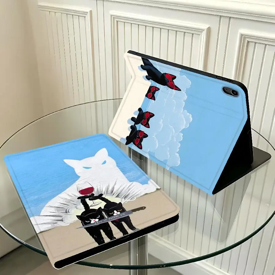 Creative Cat Drinking Alcohol Cool With Pencil Holder Case for Xiaomi Pad 6s Pro 7 Ultra Redmi Pad SE K Pad 8.8 9.7 12.4 Inch