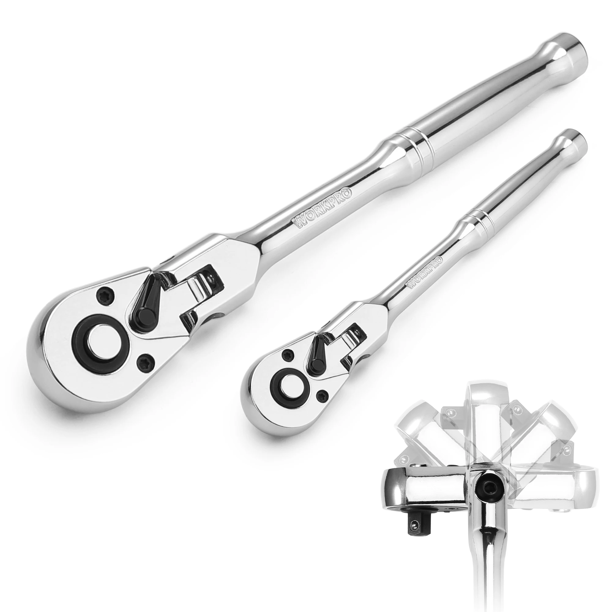 WORKPRO 2-Piece Flex Head Ratchet Set 1/4