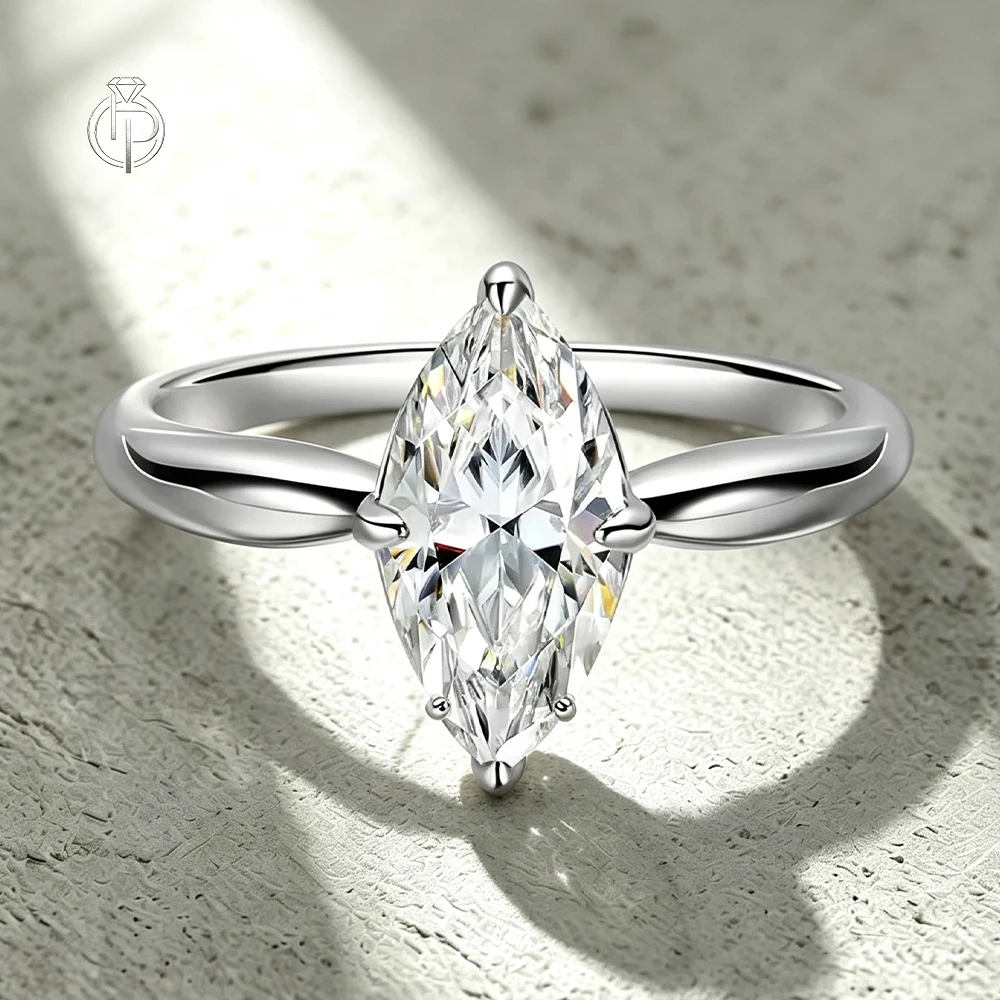 HORRIPAL D Color VVS1 Clarity Marquise Cut Moissanite Women's Ring 925 Sterling Silver GRA Certified Engagement Wedding Jewelry