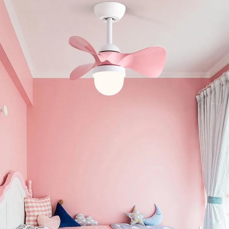 

Modern Ceiling Fan With Lights Living Room Bedroom Colorful Macaron Fans Pendant Lamp Remote Control Fan Light