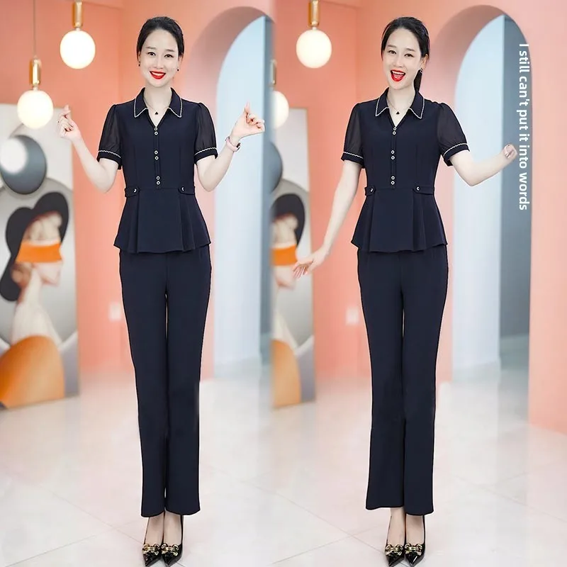Slimming Faionable Two-Piece Set for Women Summer 2023 Waist-Cinching Age-Defng Belly-Covering Trendy Ensemble