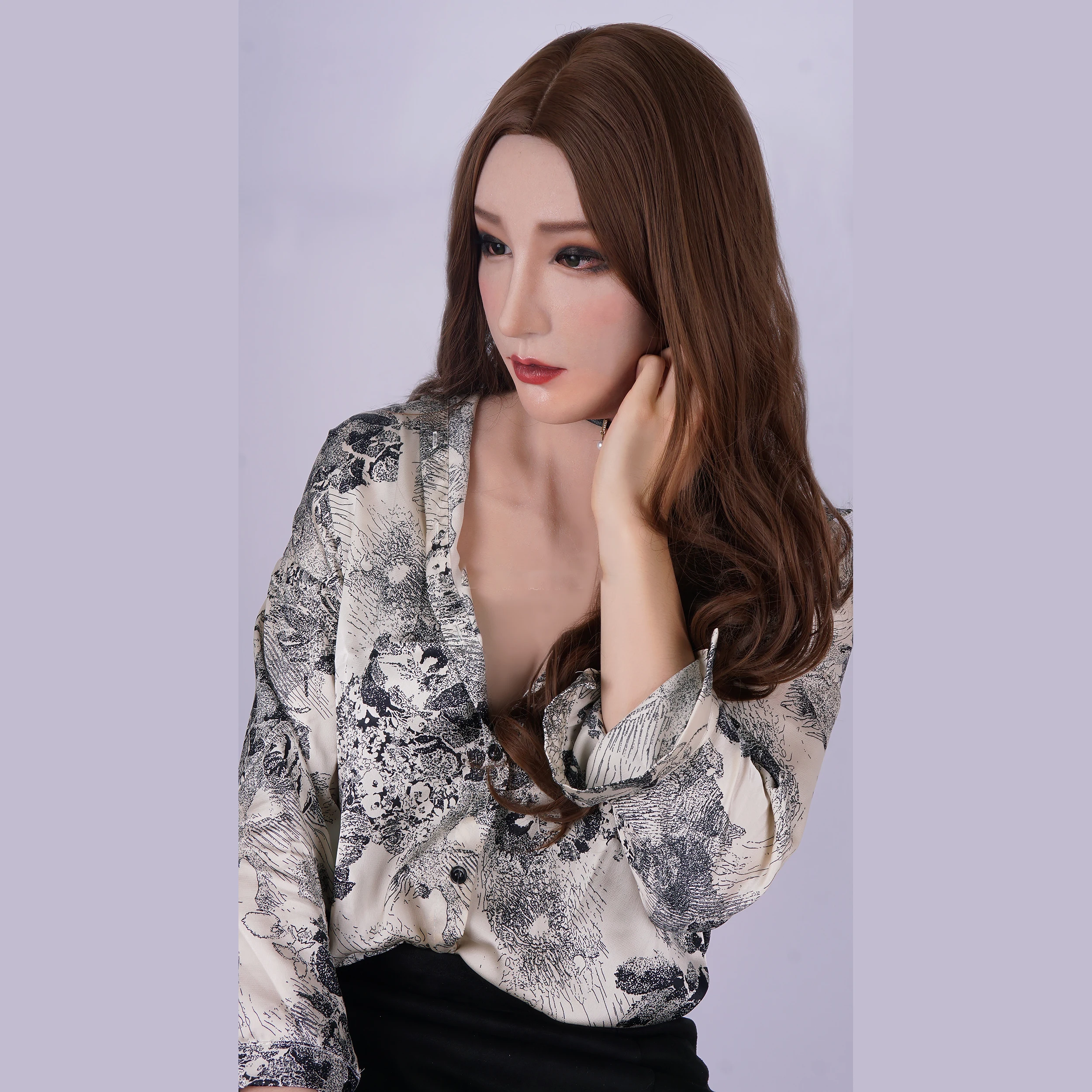 

(M16M HEBE) Маска для переодевания DMS, полная голова с грудью, туловище, косплей, кигуруми, силиконовая маска для мужчин и женщин, роскошный макияж