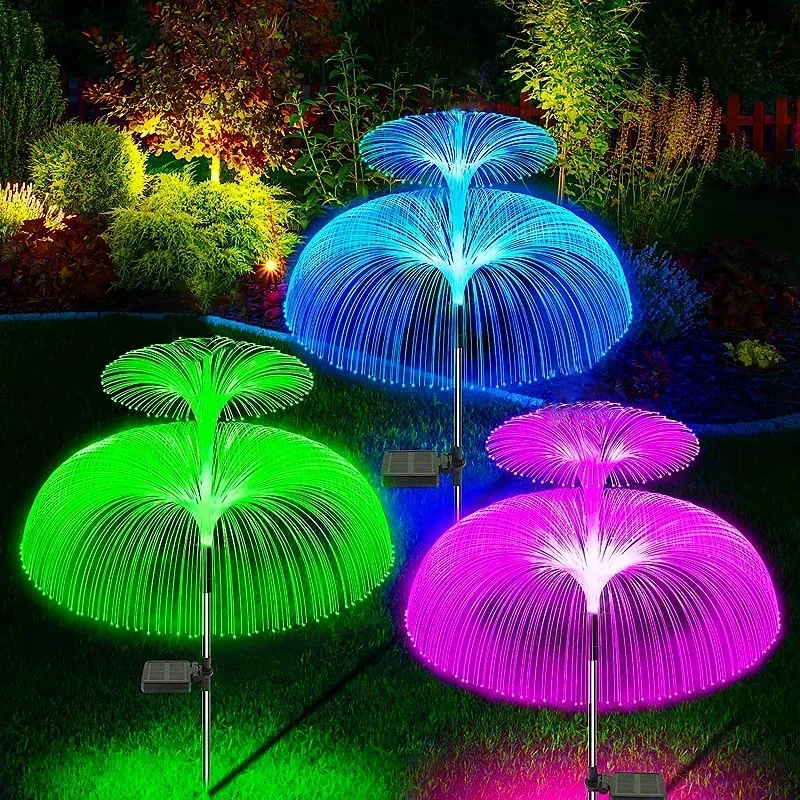 

Double Solar Jellyfish Light 7 Colors Solar Garden Lights LED Fiber Optic Lights Outdoor Waterproof Decoration Ground Lamp Hot