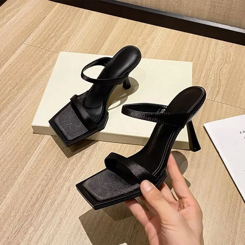 Bla tacones altos mujer verano ular sandalias romanas Sle Sexy tacón fino ancho Bot zapatillas con punta abierta coreano Sle Low Top