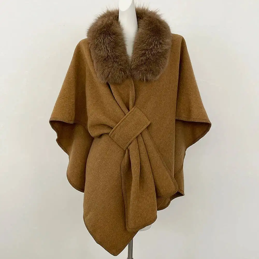 

Wool Coat Spring Real Jacket Women Cloak Poncho Winter Warm Shawl Designer Blanket Scarf Female Cape Stole Fur Coats